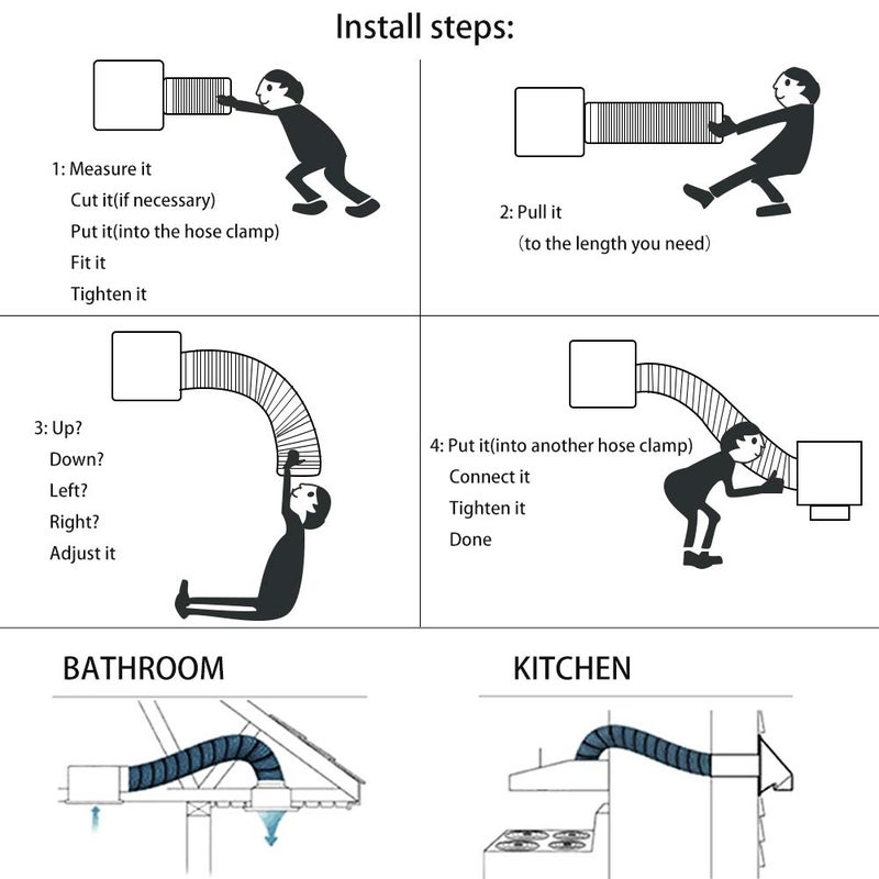 Omont Dryer Vent Hose 4 Inch 16FT Flexible Dryer Ducting Tube Air Duct Aluminum Insulated Flex Hose Kit Indoor Outdoor - Image 4